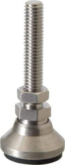 Vlier - 3/8-16 Bolt Thread, Studded Pivotal Stud Mount Leveling Pad & Mount - 3,750 Max Lb Capacity, 1-1/4" Base Diam - Benchmark Tooling