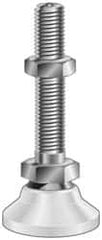 Vlier - 400 Lb Capacity, M12x1.75 Thread, Steel Stud, Studded Pivotal Socket Mount Leveling Pad & Mount - 51mm Stud Length, 76mm Base Diam, Neoprene Pad, 19mm Hex - Benchmark Tooling