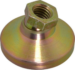 Vlier - 5000 Lb Capacity, 1/2-13 Thread, 1-1/8" OAL, Steel Stud, Tapped Pivotal Socket Mount Leveling Pad - 1-7/8" Base Diam, Steel Pad, 3/4" Hex - Benchmark Tooling