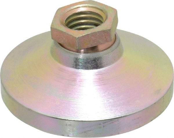 Vlier - 6000 Lb Capacity, 5/8-11 Thread, 1-1/4" OAL, Steel Stud, Tapped Pivotal Socket Mount Leveling Pad - 2-1/2" Base Diam, Steel Pad, 7/8" Hex - Benchmark Tooling