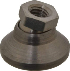 Vlier - 3750 Lb Capacity, 3/8-16 Thread, 7/8" OAL, Stainless Steel Stud, Tapped Pivotal Socket Mount Leveling Pad - 1-1/4" Base Diam, Stainless Steel Pad, 5/8" Hex - Benchmark Tooling