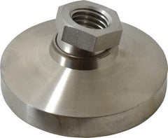 Vlier - 7200 Lb Capacity, 3/4-10 Thread, 1-1/2" OAL, Stainless Steel Stud, Tapped Pivotal Socket Mount Leveling Pad - 3" Base Diam, Stainless Steel Pad, 1-1/16" Hex - Benchmark Tooling