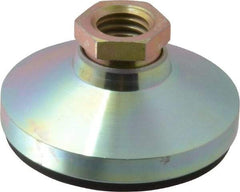 Vlier - 4500 Lb Capacity, 5/8-11 Thread, 1-1/4" OAL, Steel Stud, Tapped Pivotal Socket Mount Leveling Pad - 2-1/2" Base Diam, Elastomer Pad, 7/8" Hex - Benchmark Tooling