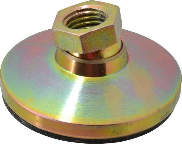 Vlier - 16400 Lb Capacity, 1-8 Thread, 1-7/8" OAL, Steel Stud, Tapped Pivotal Socket Mount Leveling Pad - 4" Base Diam, Elastomer Pad, 1-3/8" Hex - Benchmark Tooling