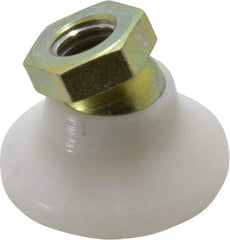 Vlier - 300 Lb Capacity, 3/8-16 Thread, 7/8" OAL, Steel Stud, Tapped Pivotal Socket Mount Leveling Pad - 1-1/4" Base Diam, Delrin Pad, 5/8" Hex - Benchmark Tooling