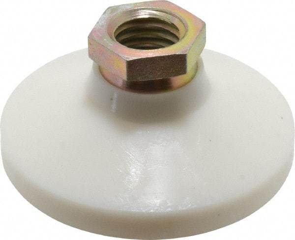 Vlier - 1200 Lb Capacity, 5/8-11 Thread, 1-1/4" OAL, Steel Stud, Tapped Pivotal Socket Mount Leveling Pad - 2-1/2" Base Diam, Delrin Pad, 7/8" Hex - Benchmark Tooling