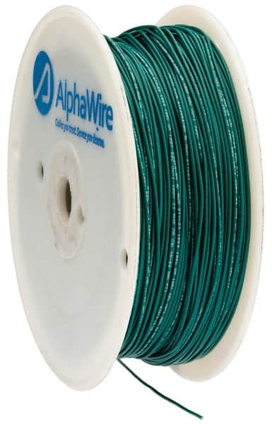 Alpha Wire - 22 AWG, 1 Strand, 305 m OAL, Tinned Copper Hook Up Wire - Green PVC Jacket, 0.057" Diam - Benchmark Tooling