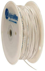 Alpha Wire - 22 AWG, 1 Strand, 305 m OAL, Tinned Copper Hook Up Wire - White PVC Jacket, 0.057" Diam - Benchmark Tooling