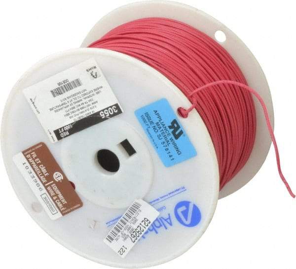 Alpha Wire - 18 AWG, 16 Strand, 305 m OAL, Tinned Copper Hook Up Wire - Red PVC Jacket, 0.079" Diam - Benchmark Tooling