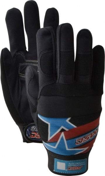 MSC - Size S (7) Amara with Padding Anti-Vibration/Impact Protection Work Gloves - For Mechanic's & Lifting, Uncoated, Hook & Loop Cuff, Full Fingered, Stars & Stripes, Paired - Benchmark Tooling