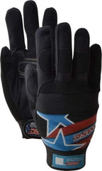 MSC - Size S (7) Amara with Padding Anti-Vibration/Impact Protection Work Gloves - For Mechanic's & Lifting, Uncoated, Hook & Loop Cuff, Full Fingered, Stars & Stripes, Paired - Benchmark Tooling