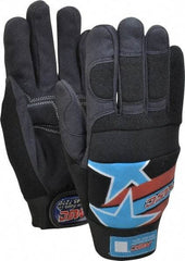MSC - Size M (8) Amara with Padding Anti-Vibration/Impact Protection Work Gloves - For Mechanic's & Lifting, Uncoated, Hook & Loop Cuff, Full Fingered, Stars & Stripes, Paired - Benchmark Tooling