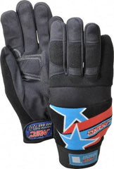 MSC - Size XL (10) Amara with Padding Anti-Vibration/Impact Protection Work Gloves - For Mechanic's & Lifting, Uncoated, Hook & Loop Cuff, Full Fingered, Stars & Stripes, Paired - Benchmark Tooling