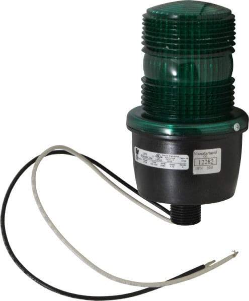 Federal Signal Corp - 120 VAC, 4X NEMA Rated, Strobe Tube, Green, Low Profile Mini Strobe Light - 65 to 95 Flashes per min, 1/2 Inch Pipe, 3-1/8 Inch Diameter, 5.8 Inch High, IP66 Ingress Rating, Pipe Mount - Benchmark Tooling