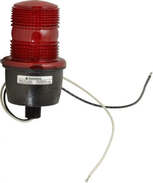 Federal Signal Corp - 120 VAC, 4X NEMA Rated, Strobe Tube, Red, Low Profile Mini Strobe Light - 65 to 95 Flashes per min, 1/2 Inch Pipe, 3-1/8 Inch Diameter, 5.8 Inch High, IP66 Ingress Rating, Pipe Mount - Benchmark Tooling