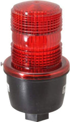 Federal Signal Corp - 12 to 48 VDC, 4X NEMA Rated, Strobe Tube, Red, Low Profile Mini Strobe Light - 65 to 95 Flashes per min, 1/2 Inch Pipe, 3-1/8 Inch Diameter, 5.7 Inch High, IP66 Ingress Rating, Pipe Mount - Benchmark Tooling