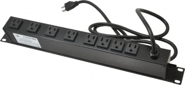 Wiremold - 8 Outlets, 120 Volts, 15 Amps, 6' Cord, Power Outlet Strip - 1 Circuits, Rack Mount, 5-15R NEMA Configuration, 19" Strip, cULus, UL Listed File 1449 - Benchmark Tooling