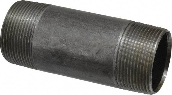 B&K Mueller - Schedule 40, 1-1/2" Diam x 4-1/2" Long Steel Black Pipe Nipple - Threaded - Benchmark Tooling