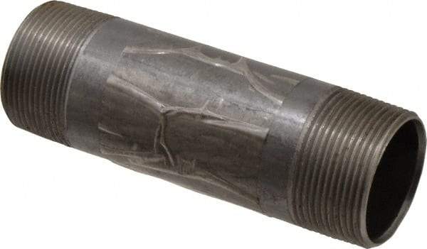 B&K Mueller - Schedule 40, 1-1/2" Diam x 5-1/2" Long Steel Black Pipe Nipple - Threaded - Benchmark Tooling