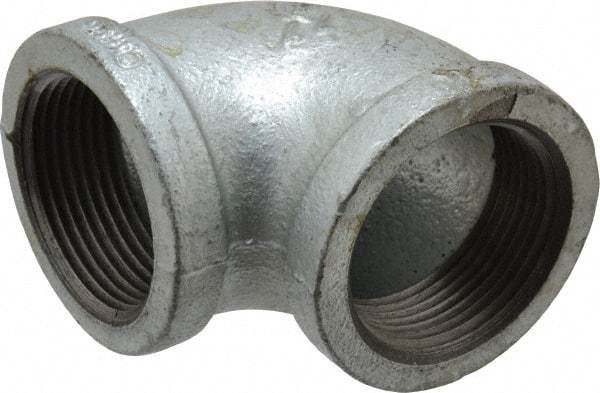B&K Mueller - Class 150, 1-1/4" Galvanized Pipe 90° Elbow - Threaded, Malleable Iron - Benchmark Tooling