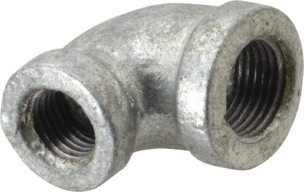 B&K Mueller - Class 150, 3/8 x 1/4" Galvanized Pipe 90° Reducing Elbow - Threaded, Malleable Iron - Benchmark Tooling