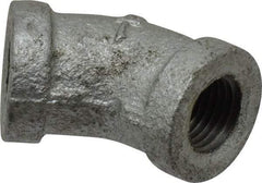B&K Mueller - Class 150, 1/4" Galvanized Pipe 45° Elbow - Threaded, Malleable Iron - Benchmark Tooling