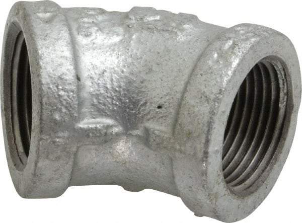 B&K Mueller - Class 150, 3/4" Galvanized Pipe 45° Elbow - Threaded, Malleable Iron - Benchmark Tooling