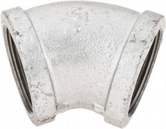 B&K Mueller - Class 150, 1-1/2" Galvanized Pipe 45° Elbow - Threaded, Malleable Iron - Benchmark Tooling