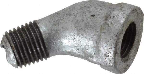 B&K Mueller - Class 150, 1/4" Galvanized Pipe 45° Street Elbow - Threaded, Malleable Iron - Benchmark Tooling