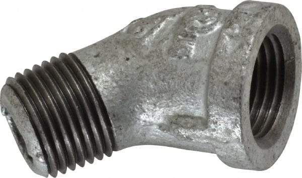 B&K Mueller - Class 150, 1/2" Galvanized Pipe 45° Street Elbow - Threaded, Malleable Iron - Benchmark Tooling