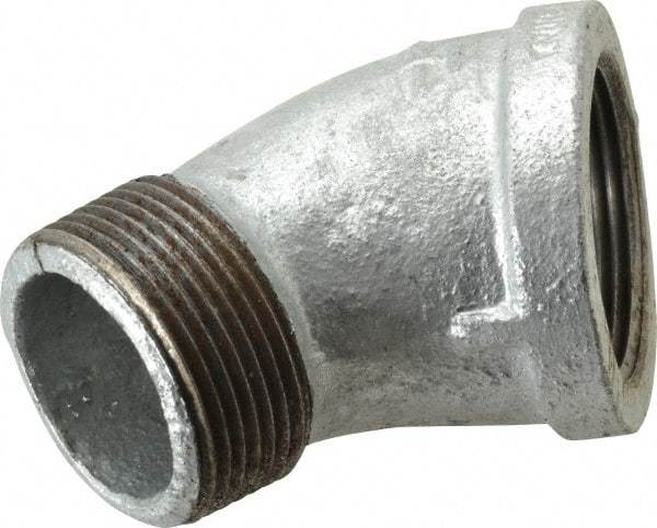 B&K Mueller - Class 150, 1-1/4" Galvanized Pipe 45° Street Elbow - Threaded, Malleable Iron - Benchmark Tooling