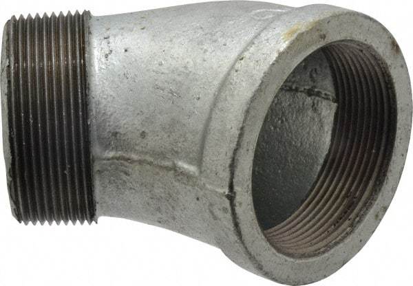 B&K Mueller - Class 150, 2" Galvanized Pipe 45° Street Elbow - Threaded, Malleable Iron - Benchmark Tooling