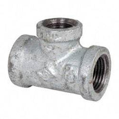 B&K Mueller - Class 150, 1/2 x 3/8" Galvanized Pipe Reducing Tee - Threaded, Malleable Iron - Benchmark Tooling