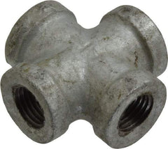B&K Mueller - Class 150, 1/4" Galvanized Pipe Cross - Threaded, Malleable Iron - Benchmark Tooling