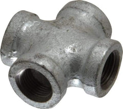 B&K Mueller - Class 150, 3/8" Galvanized Pipe Cross - Threaded, Malleable Iron - Benchmark Tooling