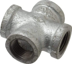 B&K Mueller - Class 150, 1/2" Galvanized Pipe Cross - Threaded, Malleable Iron - Benchmark Tooling