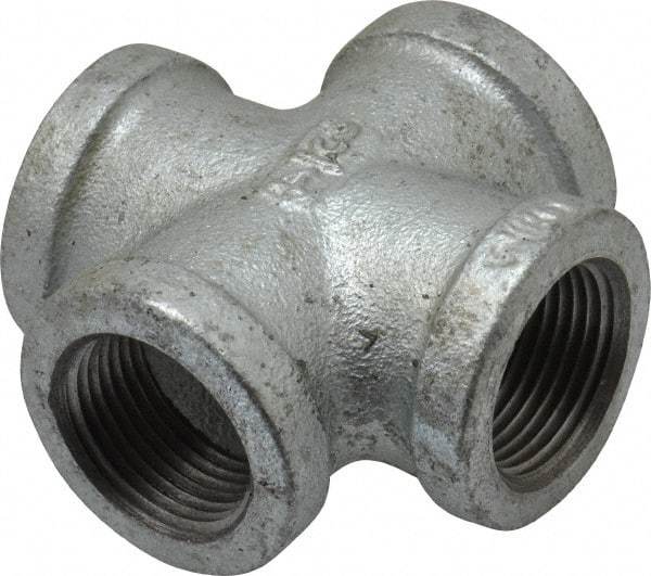 B&K Mueller - Class 150, 3/4" Galvanized Pipe Cross - Threaded, Malleable Iron - Benchmark Tooling