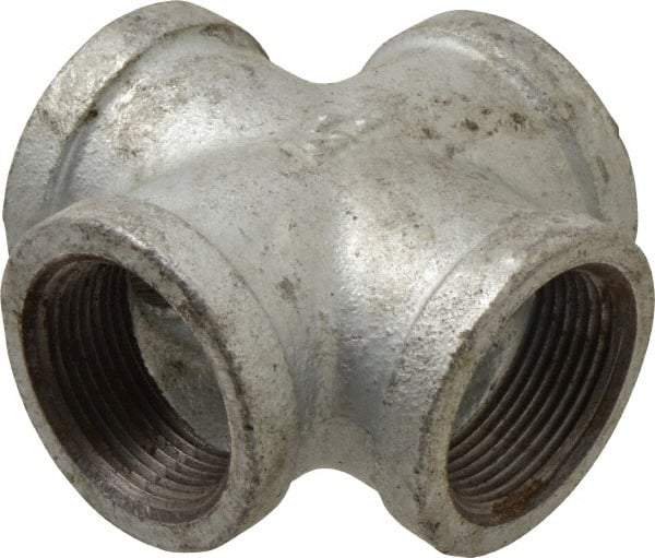 B&K Mueller - Class 150, 1-1/4" Galvanized Pipe Cross - Threaded, Malleable Iron - Benchmark Tooling