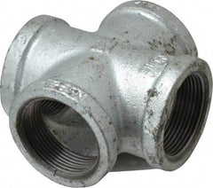 B&K Mueller - Class 150, 1-1/2" Galvanized Pipe Cross - Threaded, Malleable Iron - Benchmark Tooling