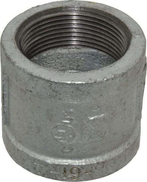 B&K Mueller - Class 150, 1-1/2" Galvanized Pipe Coupling (Right Hand) - Threaded, Malleable Iron - Benchmark Tooling
