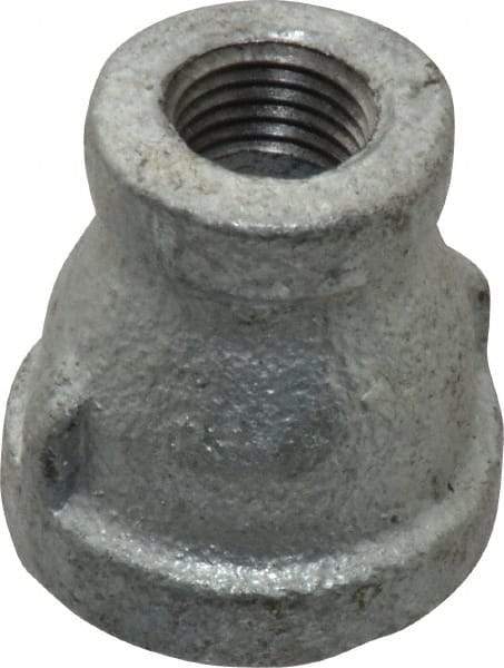 B&K Mueller - Class 150, 1/2 x 1/4" Galvanized Pipe Reducing Coupling - Threaded, Malleable Iron - Benchmark Tooling