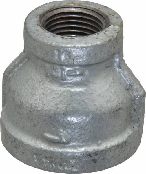 B&K Mueller - Class 150, 1 x 1/2" Galvanized Pipe Reducing Coupling - Threaded, Malleable Iron - Benchmark Tooling
