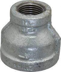 B&K Mueller - Class 150, 1 x 1/2" Galvanized Pipe Reducing Coupling - Threaded, Malleable Iron - Benchmark Tooling