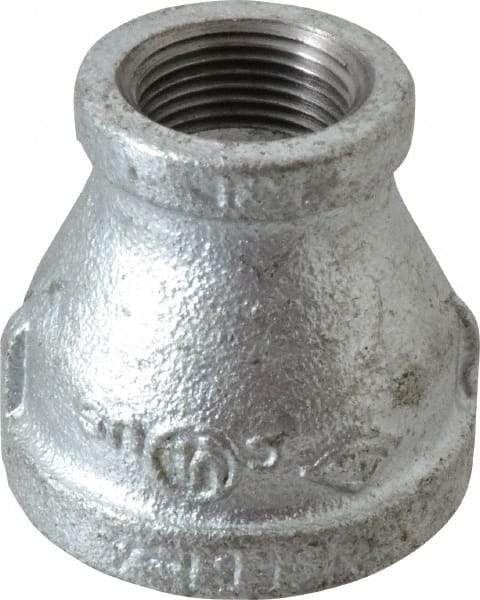 B&K Mueller - Class 150, 1-1/4 x 3/4" Galvanized Pipe Reducing Coupling - Threaded, Malleable Iron - Benchmark Tooling