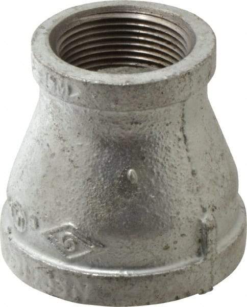 B&K Mueller - Class 150, 2 x 1-1/4" Galvanized Pipe Reducing Coupling - Threaded, Malleable Iron - Benchmark Tooling