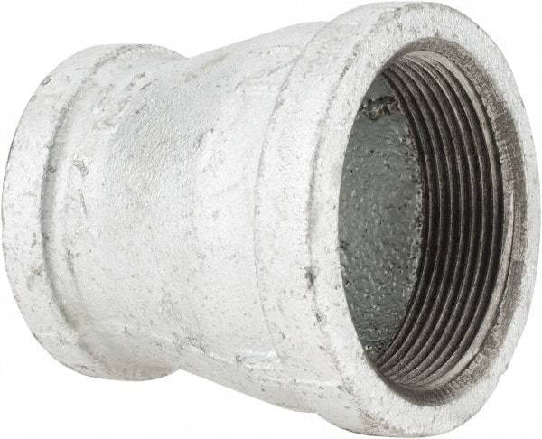 B&K Mueller - Class 150, 2 x 1-1/2" Galvanized Pipe Reducing Coupling - Threaded, Malleable Iron - Benchmark Tooling