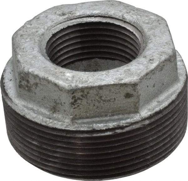 B&K Mueller - Class 150, 2 x 1" Galvanized Pipe Hex Bushing - Threaded, Malleable Iron - Benchmark Tooling