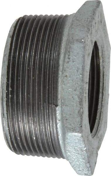 B&K Mueller - Class 150, 2 x 1-1/4" Galvanized Pipe Hex Bushing - Threaded, Malleable Iron - Benchmark Tooling