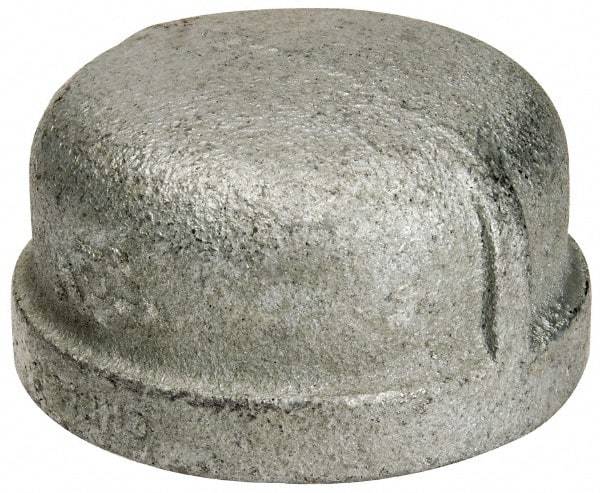 B&K Mueller - Class 150, 1-1/2" Galvanized Pipe End Cap - Threaded, Malleable Iron - Benchmark Tooling