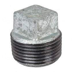 B&K Mueller - Class 150, 1" Galvanized Pipe Square Plug - Threaded, Malleable Iron - Benchmark Tooling